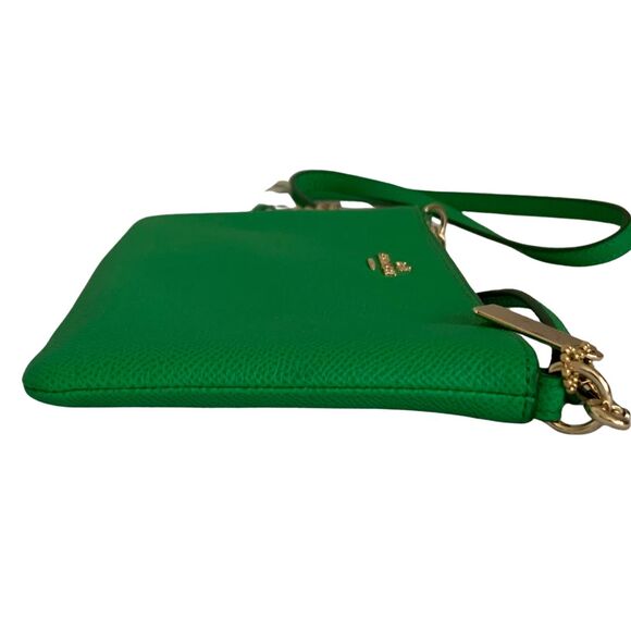 COACH Green Pebble Leather Crossbody Bag Wristlet Gold Chain Strap New - Picture 10 of 12